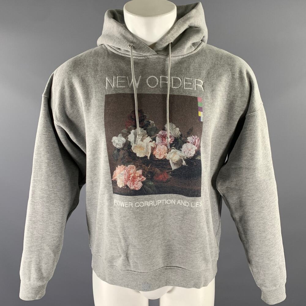 SANDRO Size S Grey New Order Cotton Blend Hoodie Sweatshirt